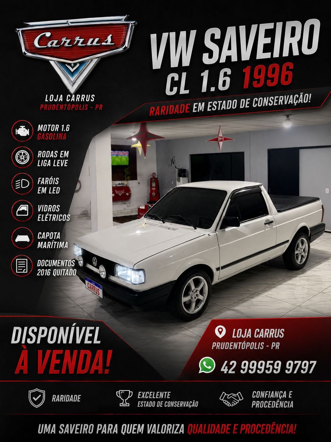 🚗 VW SAVEIRO CL 1.6 – 1996 | RARIDADE! 🚗 - Imagem 13