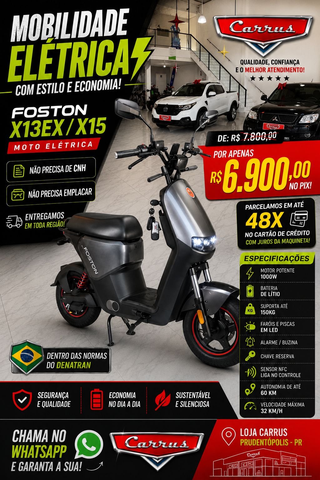 Moto Elétrica (autopropelido) Foston x13Ex(x15)